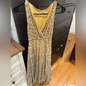 Yellow floral midi dress